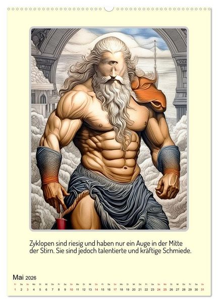Produktbild: Mythologische Gestalten der griechischen Antike (hochwertiger Premium Wandkalender 2026 DIN A2 hoch), Kunstdruck in Hochglanz
