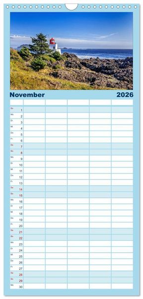 Produktbild: Familienplaner 2026 - West-Kanada mit 5 Spalten (Wandkalender, 21 x 45 cm) CALVENDO