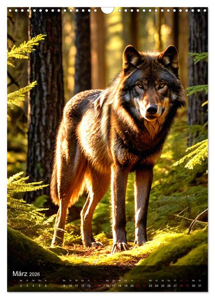 Produktbild: Der Wolf - Sehnsucht Freiheit Kraft (Wandkalender 2026 DIN A3 hoch), CALVENDO Monatskalender