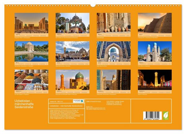 Produktbild: Uzbekistan - m&auml;rchenhafte Seidenstra&szlig;e (hochwertiger Premium Wandkalender 2026 DIN A2 quer), Kunstdruck in Hochglanz