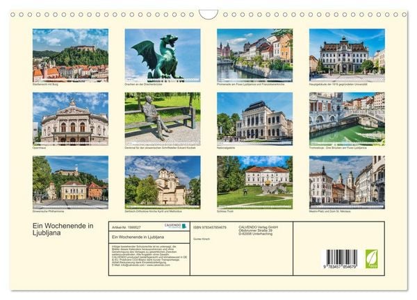 Produktbild: Ein Wochenende in Ljubljana (Wandkalender 2026 DIN A3 quer), CALVENDO Monatskalender