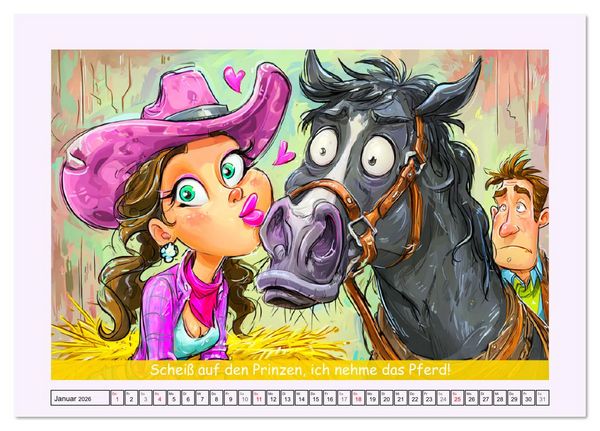 Produktbild: Frauen und Pferde. Lustige Cartoons und witzige Spr&uuml;che (Tischkalender 2026 DIN A5 quer), CALVENDO Monatskalender