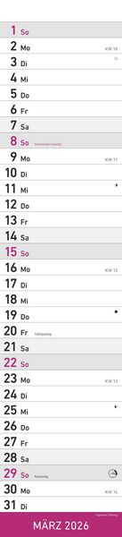 Produktbild: Streifenplaner PINK 2026 - Streifenkalender - Wandplaner - Küchen-Kalender - 11,3x49,5