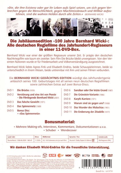 Produktbild: Bernhard Wicki - Ged&auml;chtnis-Edition (Filmjuwelen) [11 DVDs]