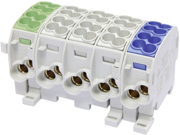 HoraeTec 080150-3-4 Hauptleitungsabzweigklemme 3-farbig 5polig 25 mm² Leiter-Typ = PE, L, N