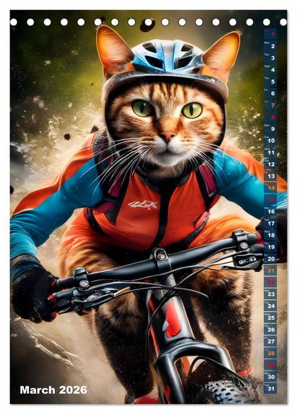 Produktbild: Outdoor sports for cats (Desk Calendar 2026 DIN A5 portrait), CALVENDO 12 Month DeskCalendar
