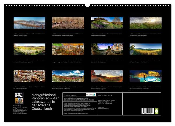 Produktbild: Markgr&auml;flerland-Panoramen - Vier Jahreszeiten in der Toskana Deutschlands (Wandkalender 2026 DIN A2 quer), CALVENDO Monatskalender