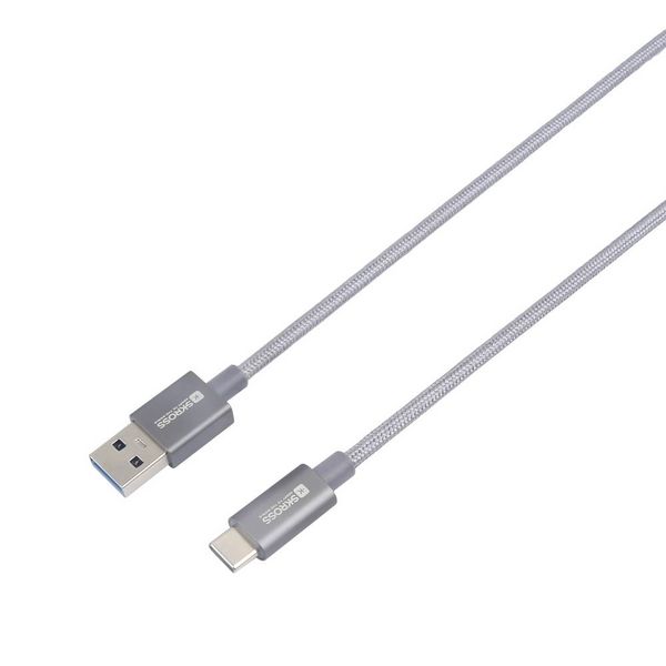 Produktbild: Skross USB-Kabel USB 3.2 Gen1 USB-A Stecker 1.20 m Spacegrau Rund, Flexibel, Stoff-Ummantelung SKCA0012A-C120CN