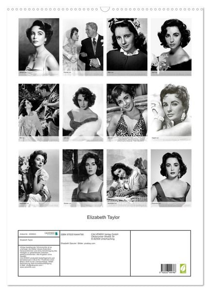 Produktbild: Elizabeth Taylor (Wandkalender 2026 DIN A2 hoch), CALVENDO Monatskalender