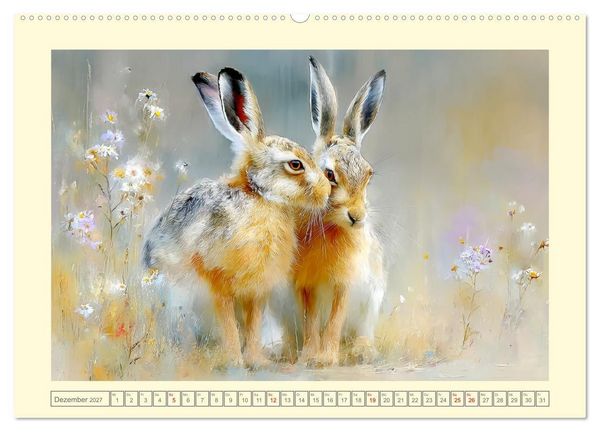 Produktbild: Wildhasen. Meister der Tarnung in offener Feldflur (hochwertiger Premium Wandkalender 2027 DIN A2 quer), Kunstdruck in Hochglanz