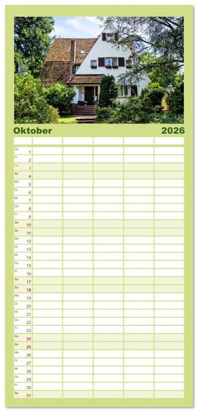Produktbild: Familienplaner 2026 - Die Villenkolonie in Buchschlag mit 5 Spalten (Wandkalender, 21 x 45 cm) CALVENDO
