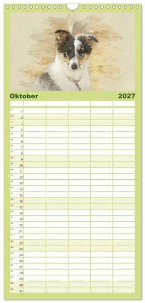 Produktbild: Familienplaner 2027 - Hundewelpen 2027 mit 5 Spalten (Wandkalender, 21 x 45 cm) CALVENDO