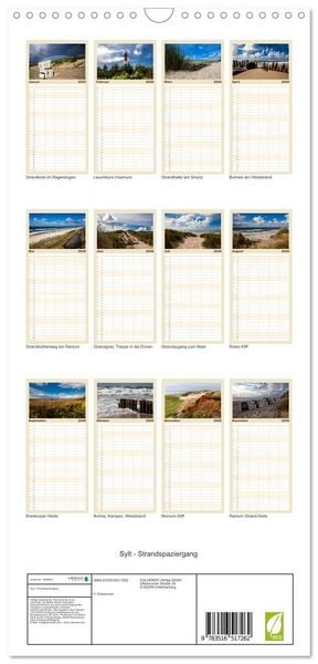 Produktbild: Familienplaner 2026 - Sylt - Strandspaziergang mit 5 Spalten (Wandkalender, 21 x 45 cm) CALVENDO