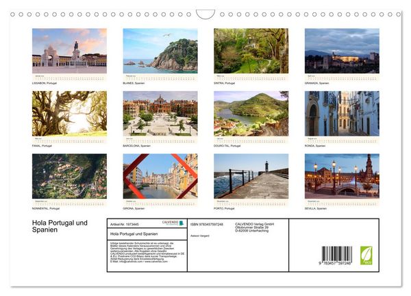 Produktbild: Hola Portugal und Spanien (Wandkalender 2026 DIN A3 quer), CALVENDO Monatskalender