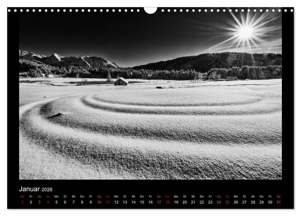 Produktbild: Soultouch - Schwarzwei&szlig; Landschaften, die die Seele ber&uuml;hren (Wandkalender 2026 DIN A3 quer), CALVENDO Monatskalender