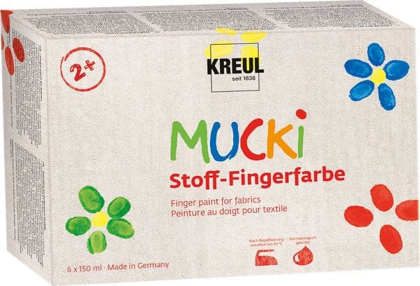 MUCKI Stoff-Fingerfarbe 6er Set 150 ml