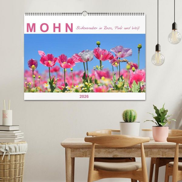 Produktbild: Mohn, Bl&uuml;tenzauber in Rosa, Pink und Wei&szlig; (Wandkalender 2026 DIN A2 quer), CALVENDO Monatskalender