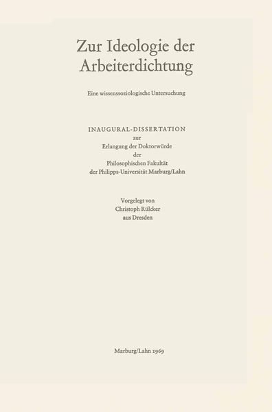 Produktbild: Zur Ideologie der Arbeiterdichtung