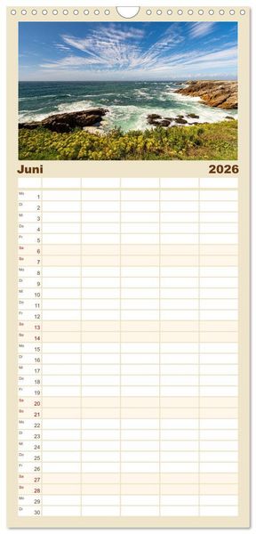 Produktbild: Familienplaner 2026 - Die Bretagne - Traumpfade mit 5 Spalten (Wandkalender, 21 x 45 cm) CALVENDO