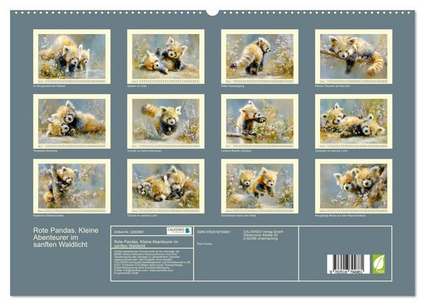 Produktbild: Rote Pandas. Kleine Abenteurer im sanften Waldlicht (hochwertiger Premium Wandkalender 2027 DIN A2 quer), Kunstdruck in Hochglanz