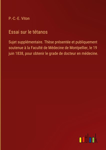 Produktbild: Essai sur le t&eacute;tanos