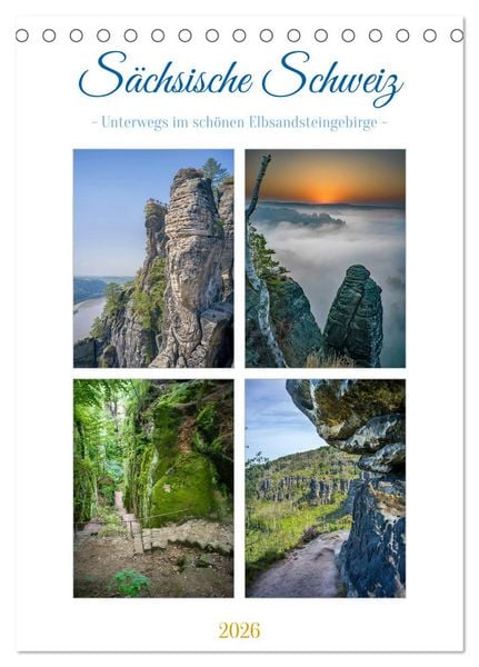 Produktbild: S&auml;chsische Schweiz - Unterwegs im sch&ouml;nen Elbsandsteingebirge (Tischkalender 2026 DIN A5 hoch), CALVENDO Monatskalender