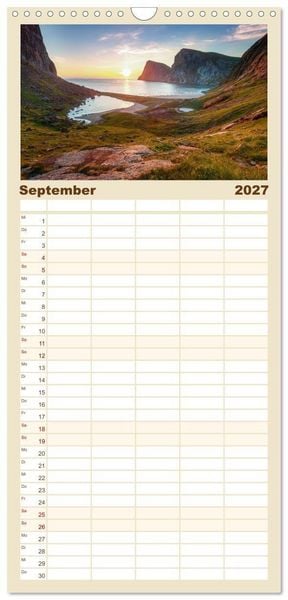 Produktbild: Familienplaner 2027 - Land. Licht. Meer. mit 5 Spalten (Wandkalender, 21 x 45 cm) CALVENDO