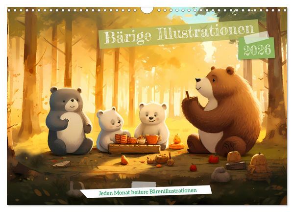 Produktbild: B&auml;rige Illustrationen (Wandkalender 2026 DIN A3 quer), CALVENDO Monatskalender