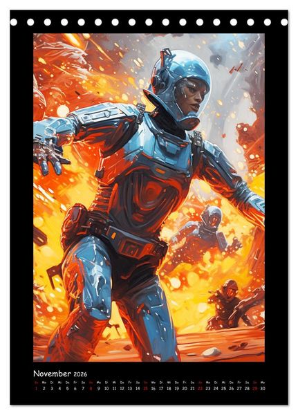 Produktbild: Galaktische Welten. Starke Space Opera-Illustrationen (Tischkalender 2026 DIN A5 hoch), CALVENDO Monatskalender