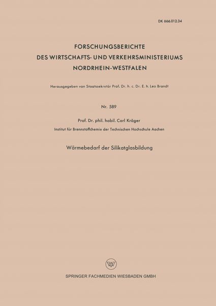Produktbild: W&auml;rmebedarf der Silikatglasbildung