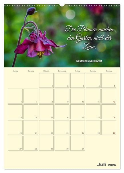 Produktbild: Gartenliebe (Wandkalender 2026 DIN A2 hoch), CALVENDO Monatskalender