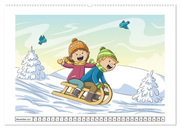 Produktbild: Der bunte Kinderkalender (hochwertiger Premium Wandkalender 2027 DIN A2 quer), Kunstdruck in Hochglanz