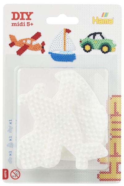 Hama 4576 - Stiftplatten 3er Set, Auto/Segelboot/Flugzeug, für Bügelperlen Midi 5+