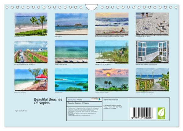 Produktbild: Beautiful Beaches Of Naples (Wall Calendar 2026 DIN A4 landscape), CALVENDO 12 Month Wall Calendar