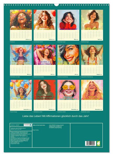 Produktbild: Liebe das Leben! Mit Affirmationen gl&uuml;cklich durch das Jahr! (Wandkalender 2026 DIN A2 hoch), CALVENDO Monatskalender