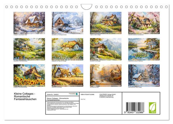 Produktbild: Kleine Cottages - Romantische Fantasieh&auml;uschen (Wandkalender 2026 DIN A4 quer), CALVENDO Monatskalender
