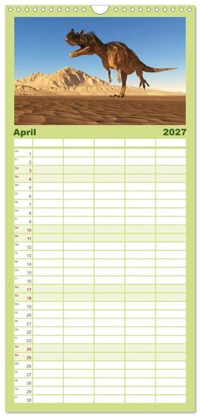 Produktbild: Familienplaner 2027 - Dinosaurier. Urzeitliche Giganten mit 5 Spalten (Wandkalender, 21 x 45 cm) CALVENDO