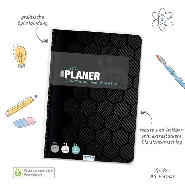 Produktbild: TR&Ouml;TSCH - Gymnasialplaner Dark 26/27