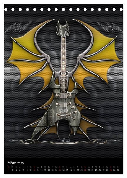 Produktbild: Heroische Gitarren (Tischkalender 2026 DIN A5 hoch), CALVENDO Monatskalender