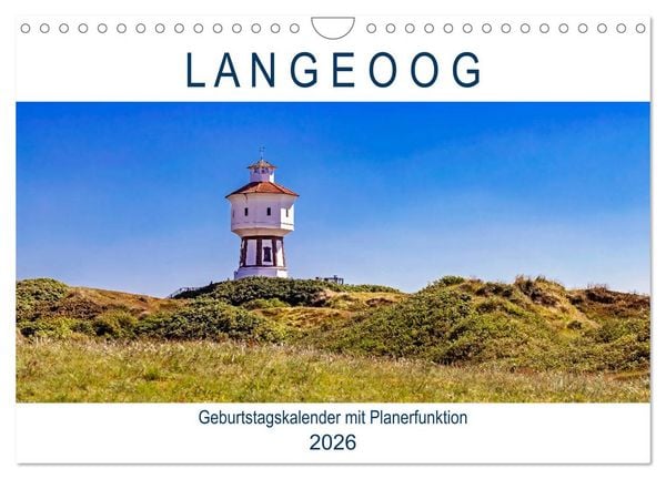 Langeoog Geburtstagskalender (Wandkalender 2026 DIN A4 quer), CALVENDO Monatskalender