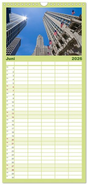 Produktbild: Familienplaner 2026 - CHICAGO Stadtzentrum mit 5 Spalten (Wandkalender, 21 x 45 cm) CALVENDO