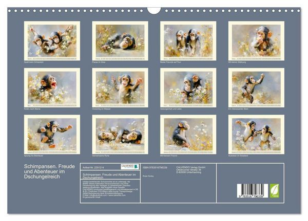 Produktbild: Schimpansen. Freude und Abenteuer im Dschungelreich (Wandkalender 2027 DIN A3 quer), CALVENDO Monatskalender
