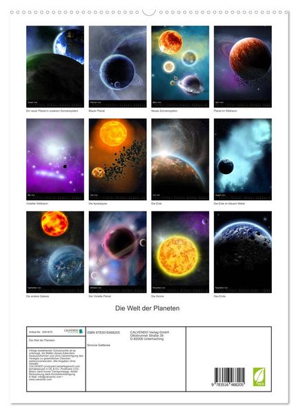 Produktbild: Die Welt der Planeten (hochwertiger Premium Wandkalender 2026 DIN A2 hoch), Kunstdruck in Hochglanz