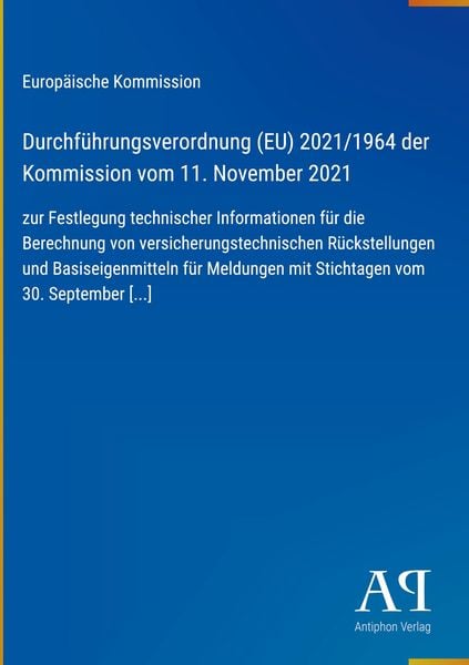 Produktbild: Durchf&uuml;hrungsverordnung (EU) 2021/1964 der Kommission vom 11. November 2021