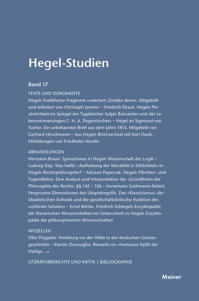 Produktbild: Hegel-Studien Band 17