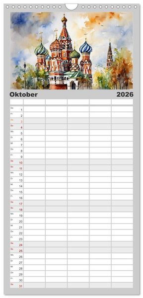Produktbild: Familienplaner 2026 - Sehenswertes rund um die Welt mit 5 Spalten (Wandkalender, 21 x 45 cm) CALVENDO