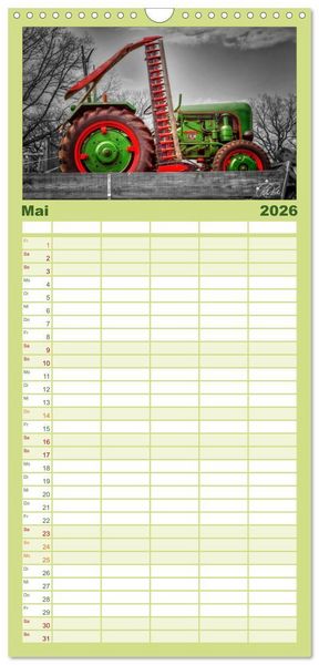Produktbild: Familienplaner 2026 - Trecker - Oldtimer mit 5 Spalten (Wandkalender, 21 x 45 cm) CALVENDO
