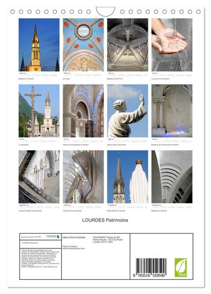 Produktbild: LOURDES Patrimoine (Calendrier mural 2026 DIN A4 horizontal), CALVENDO calendrier mensuel