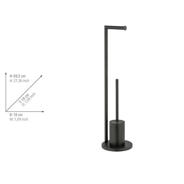 Produktbild: Stand WC-Garnitur Mod. Ferla, Schwarz, mit WC-Papierrollenhalter und WC-B&uuml;rste