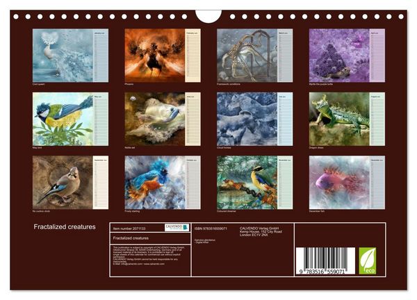 Produktbild: Fractalized creatures (Wall Calendar 2026 DIN A4 landscape), CALVENDO 12 Month Wall Calendar